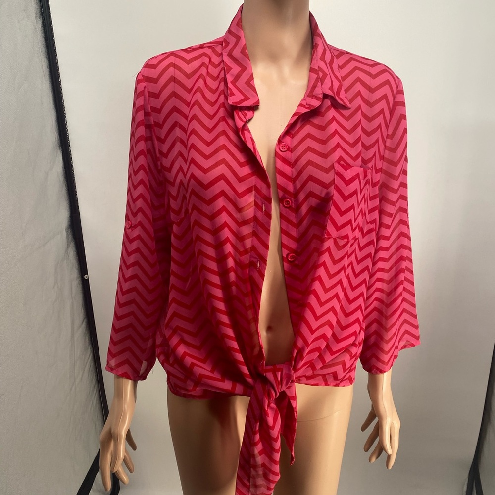 Chevron Patterned Pink Blouse
